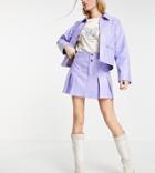 Reclaimed Vintage Inspired Leather Look Zip Up Skirt In Lilac - Part Of A Set-purple