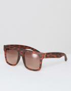 South Beach Oversized Shield Flat Top Sunglasses With Gradient Lens - Brown