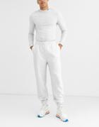 Asos Design Relaxed Sweatpants In White Marl