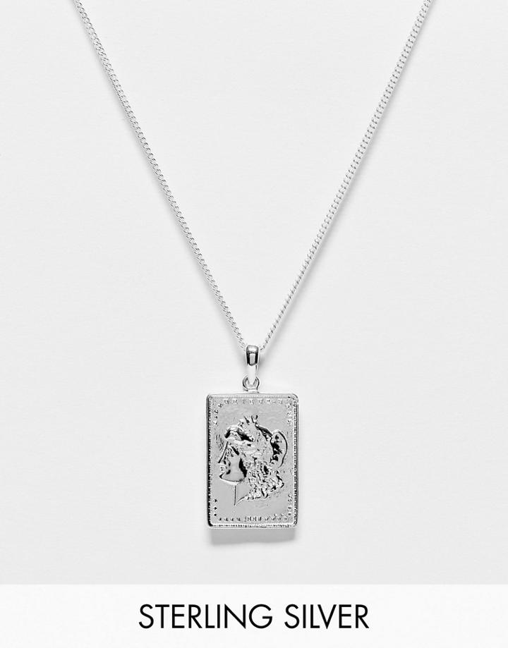 Asos Design Sterling Silver Necklace With Card Pendant