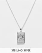 Asos Design Sterling Silver Necklace With Card Pendant