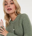 Only Petite Knitted Sweater With Stitch Detail In Green