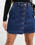 J Crew Denim Button Front Mini Skirt-blue