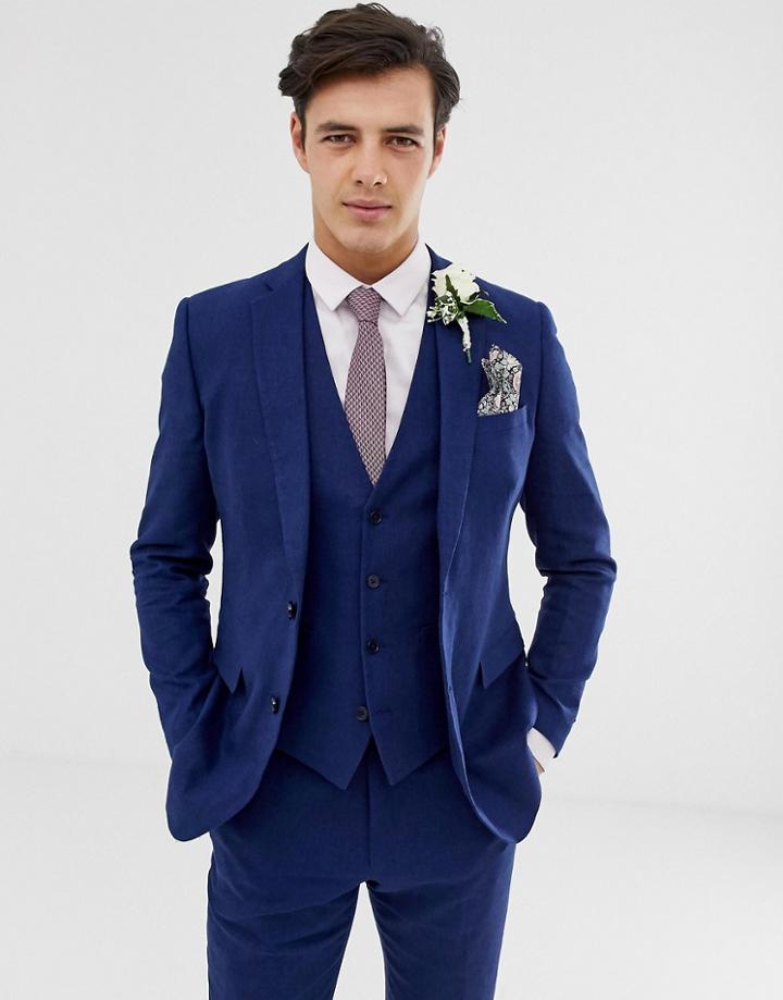 French Connection Wedding Slim Fit Plain Linen Suit Jacket
