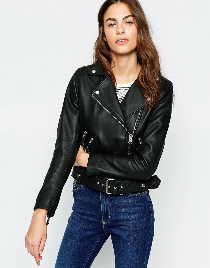 Muubaa Mannging Classic Biker Jacket In Black - Black