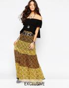 Reclaimed Vintage Mixed Floral Panel Maxi Festival Skirt - Multi