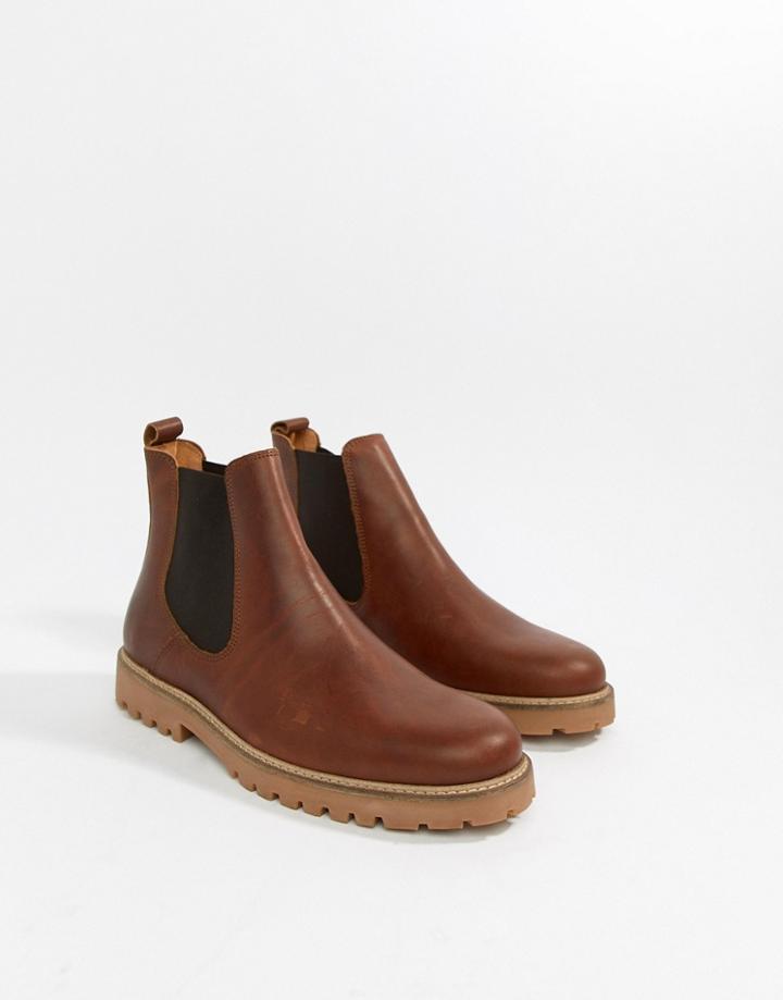 Zign Chunky Chelsea Boots In Tan
