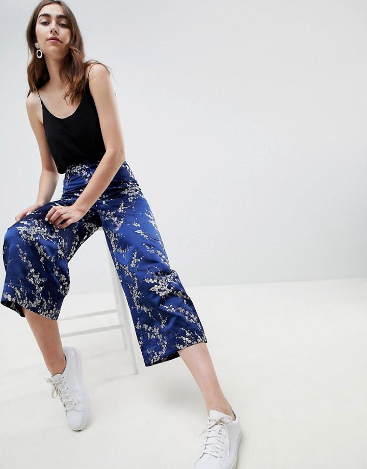 Asos Design Chinoiserie Jacquard Utility Culotte - Multi