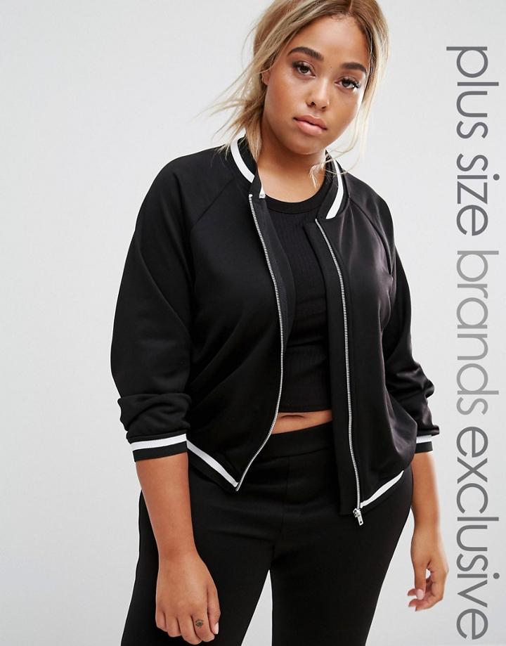 Pink Clove Varsity Trim Bomber Jacket - Green