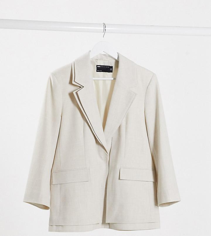 Asos Design Petite Double Layered Jacket In Natural-neutral