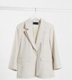 Asos Design Petite Double Layered Jacket In Natural-neutral