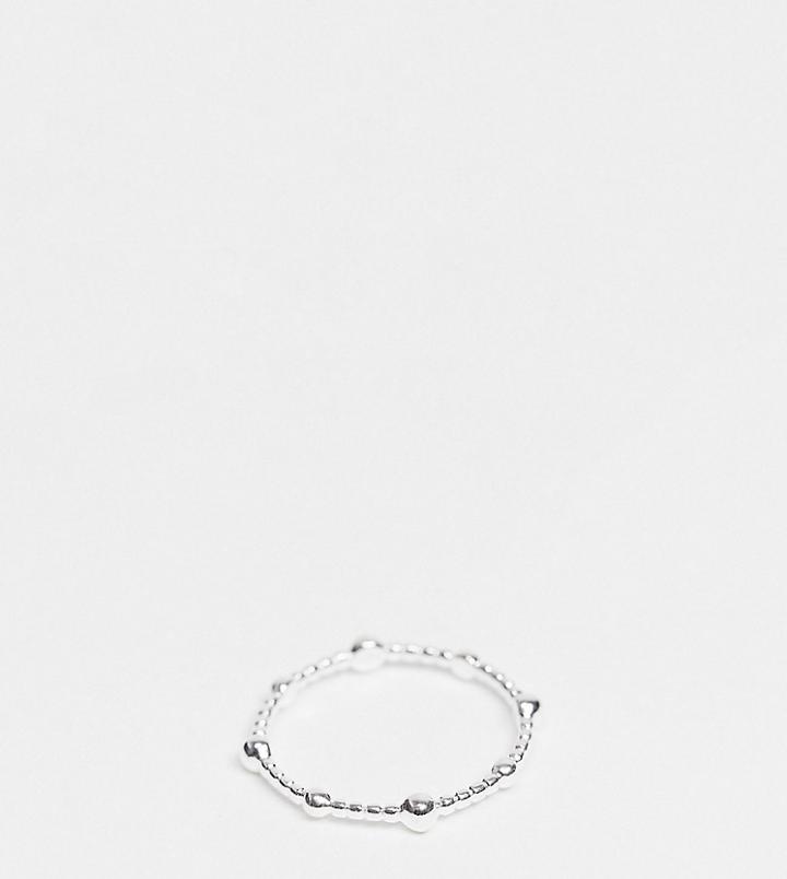 Asos Design Sterling Silver Ring In Dot Dash Ball Design