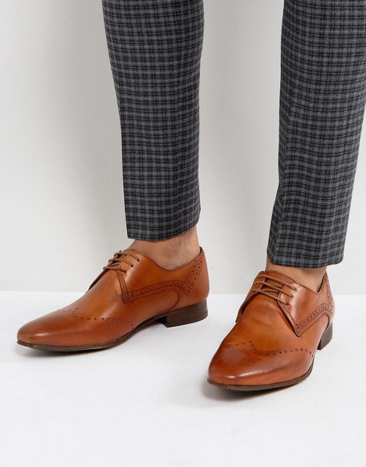 Hudson London Erato Leather Brogue Shoes In Tan - Tan