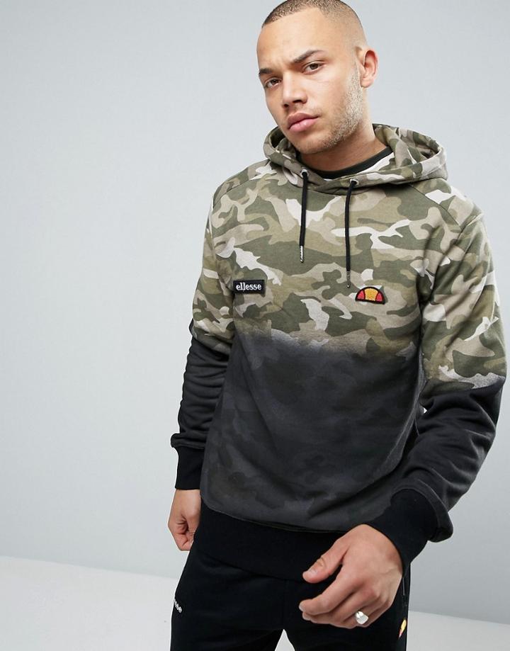 Ellesse Hoodie In Camo Dip Dye - Black
