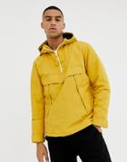 Bershka Hooded Jacket In Yellow With Half Zip And Side Zips - Yellow