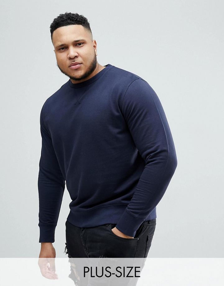 Brave Soul Plus Basic Crew Neck Sweat-navy