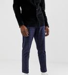 Asos Design Tall Tapered Smart Pants In Navy And White Windowpane Check