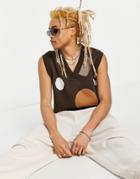 Asos Design Knitted Tank With Brown Polka Dots