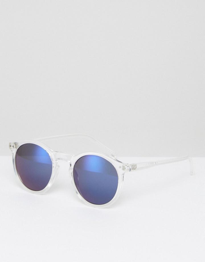 Selected Homme Round Sunglasses In Clear - Clear