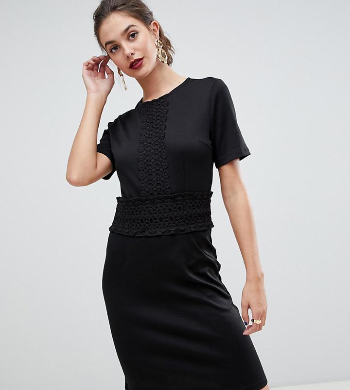 Y.a.s Tall Stabby Crochet Lace Pencil Dress - Black