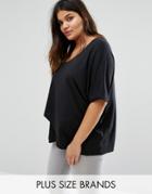 Junarose Plus T-shirt With Asymmetric Hem - Black