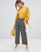 Lost Ink Wide Leg Pants In Leopard-brown