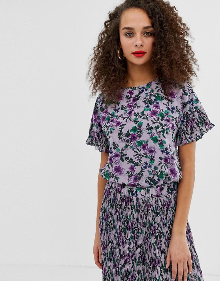 Pieces Adrianna Floral Print Top-purple