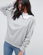 Asos Sweatshirt With Shirred High Neck - Gray