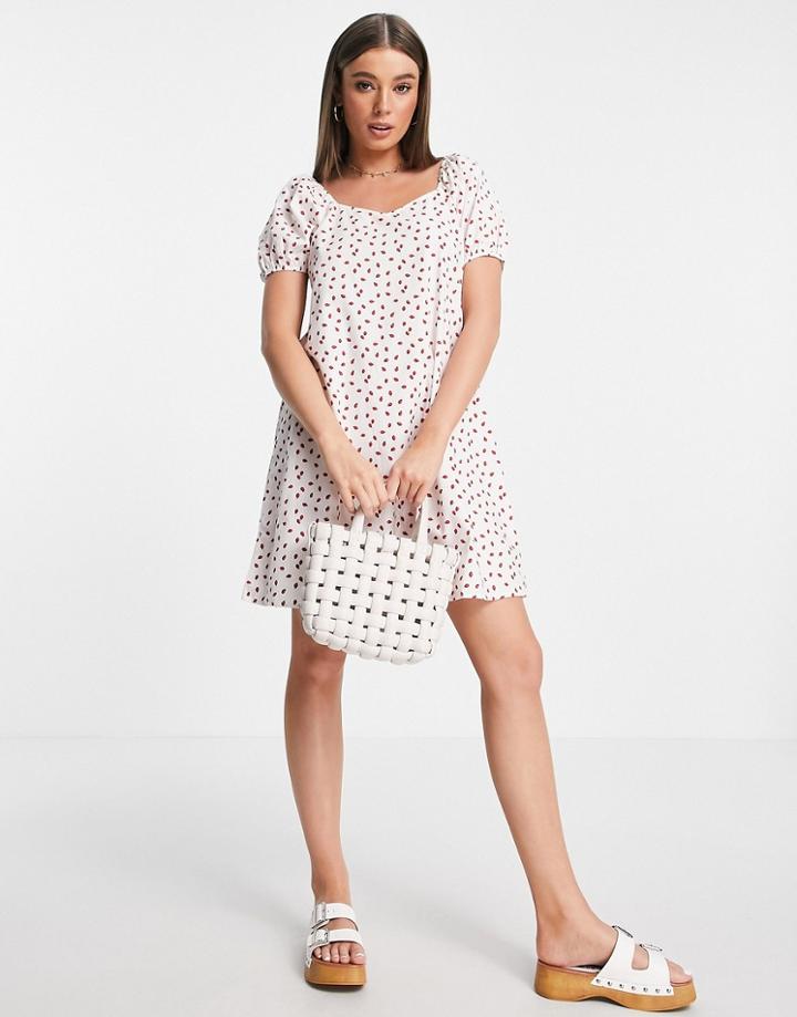 Abercrombie & Fitch Puff Sleeve Midi Dress In Red Floral