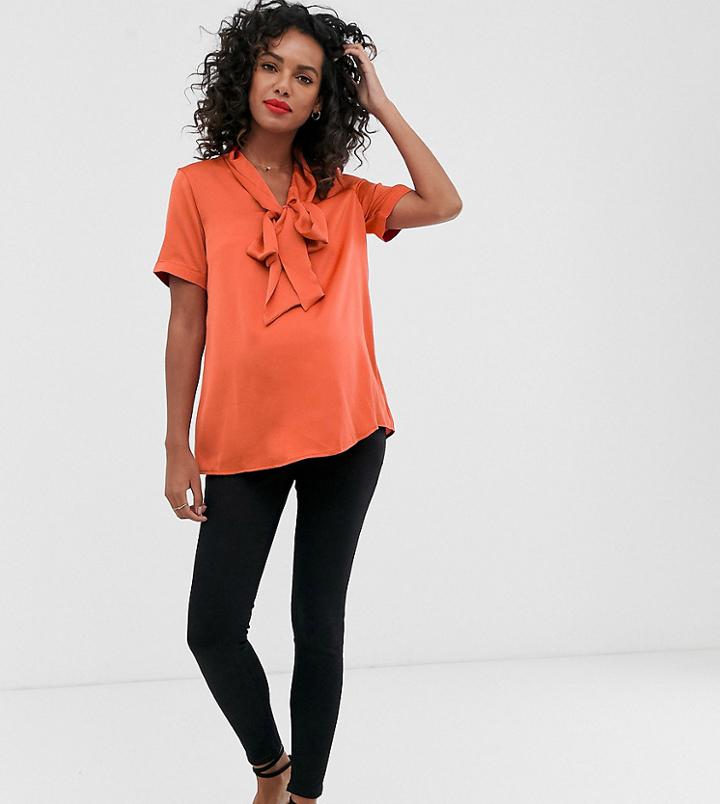 Glamorous Bloom Pussybow Blouse In Satin-red