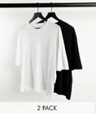 Jack & Jones Originals 2 Pack Oversize T-shirt In Black & White