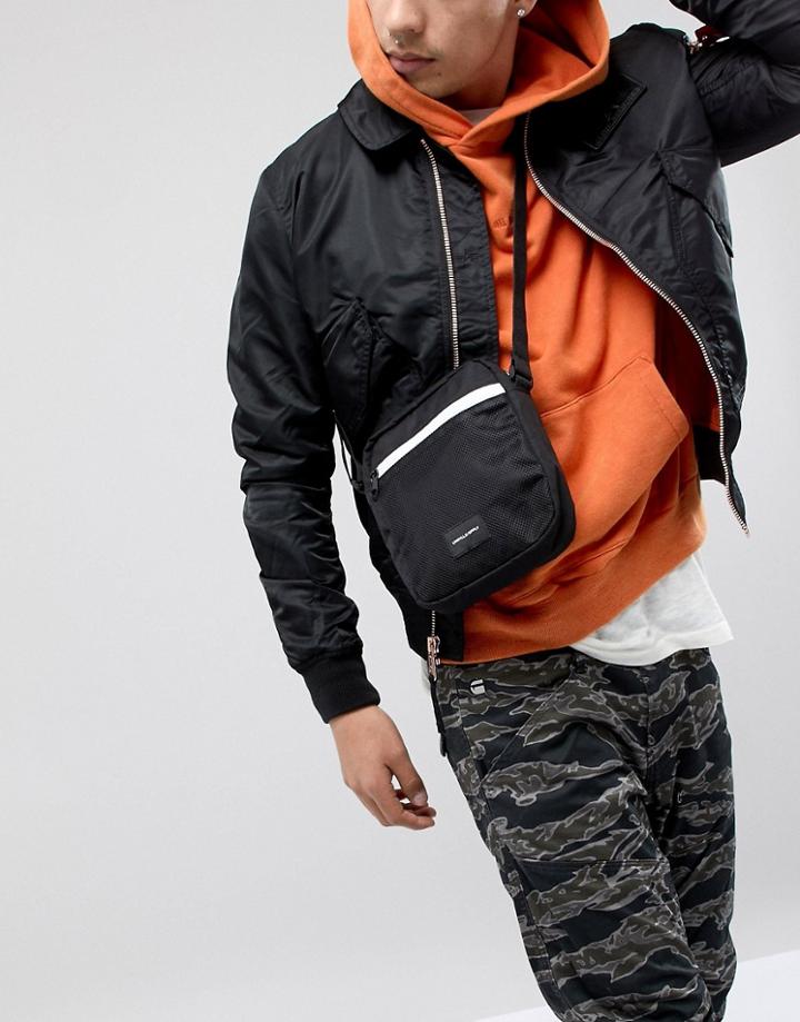 Asos Design Flight Bag In Black With Contrast Mesh Front - Black