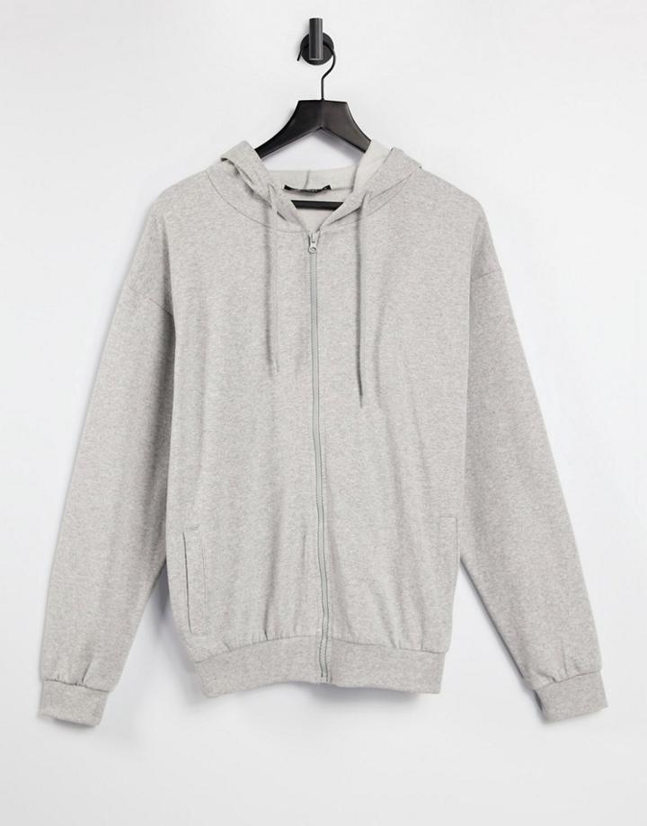 I Saw It First Zip Up Hoodie In Gray-grey