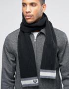 Fred Perry Tipped Scarf In Lambswool - Black