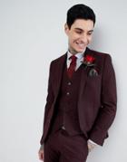 Harry Brown Burgundy Flannel Slim Fit Wool Blend Suit Jacket - Red