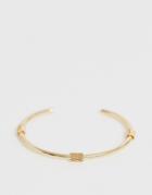Asos Design Cuff Bracelet With Rope Wrapped Details In Gold Tone