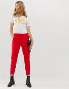 Selected Femme High Waisted Cigarette Pants With Pleat Detail-red
