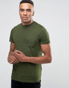 New Look T-shirt With Badge Print In Khaki - Green