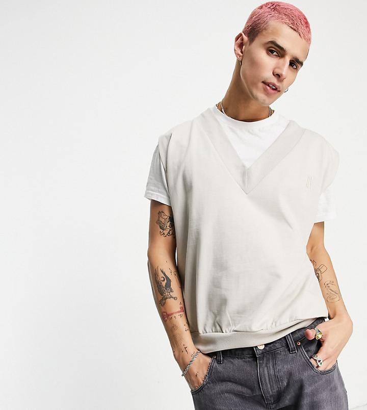 Reclaimed Vintage Inspired Organic Cotton Sweater Tank Top In Stone-neutral