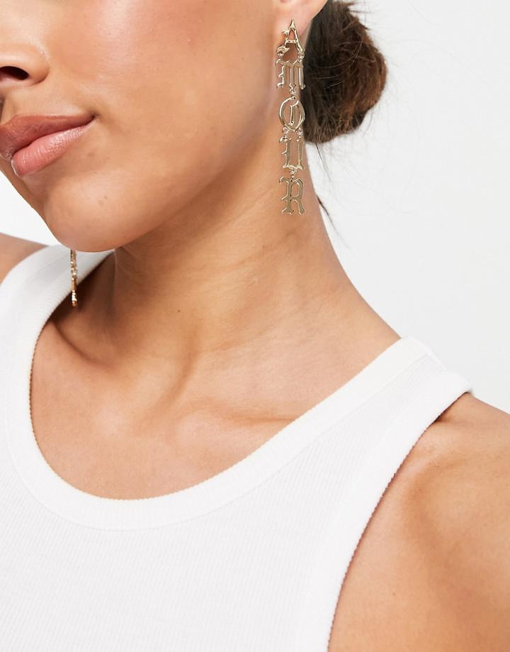 Topshop Amour Drop Earrings In Gold