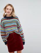 Monki High Neck Ribbed Sweater - Multi