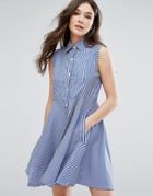 Qed London Skater Shirt Dress - Blue