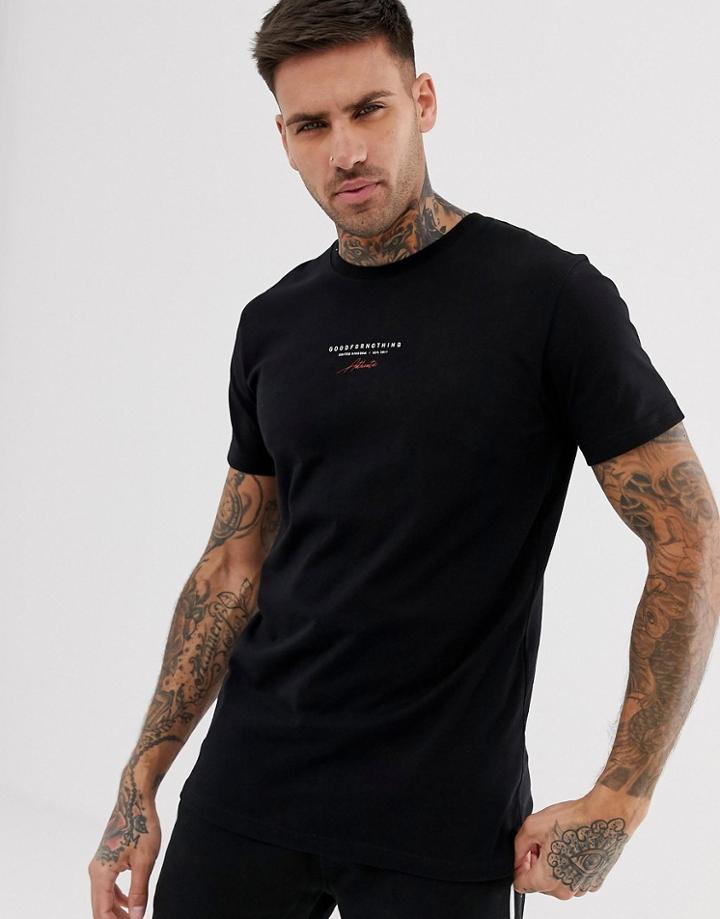 Good For Nothing Muscle T-shirt In Black With Tape Detail - Black