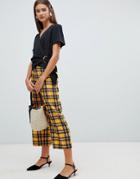 New Look Crop Pants In Mustard Check - Yellow