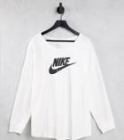 Nike Plus Icon Futura Long Sleeve Logo T-shirt In White