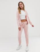 Juicy Couture Black Label Velour Cuffed Sweatpants With Rhinestone Crest Two-piece-pink