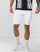 River Island Skinny Fit Ripped Denim Shorts In White - White