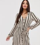 Asos Design Tall Mini Textured Shirt Dress In Stripe - Multi