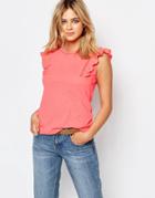 Oasis Jersey Ruffle Detail Shell Top - Pink