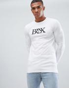 Asos Design Muscle Long Sleeve T-shirt With Bronx Print - White